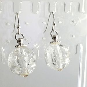 Clear Crackle Glass Earrings